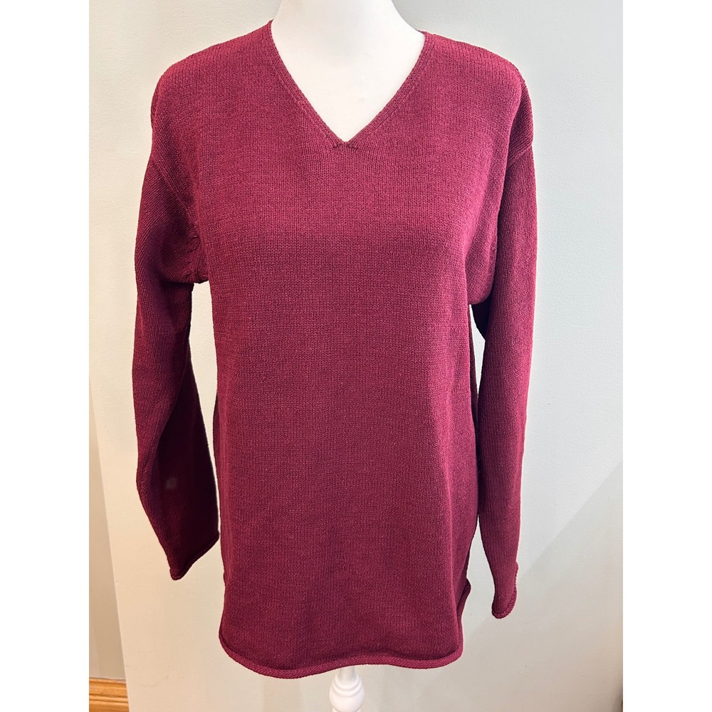 Lauren Ralph Lauren V Neck Long Sleeve Cotten Linen Knit Sweater Women's Small